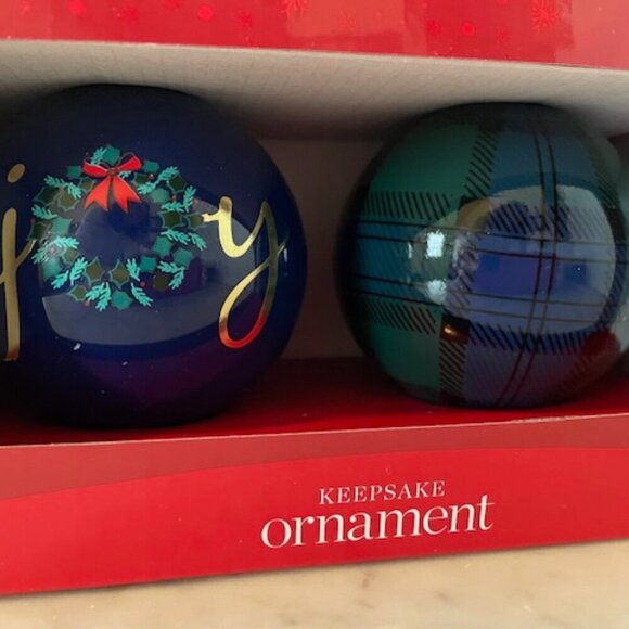 TALBOTS Joyful Blue Ornament Set of 2 - Picture 10 of 10